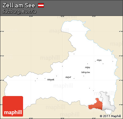 Classic Style Simple Map of Zell Am See, single color outside