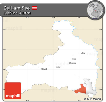Classic Style Simple Map of Zell Am See, single color outside