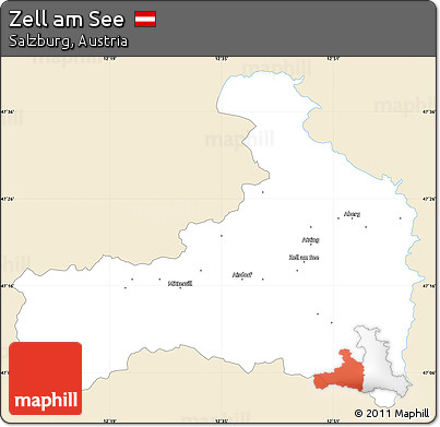 Classic Style Simple Map of Zell Am See, single color outside