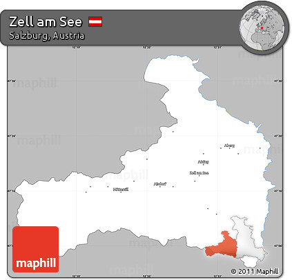 Gray Simple Map of Zell Am See, single color outside
