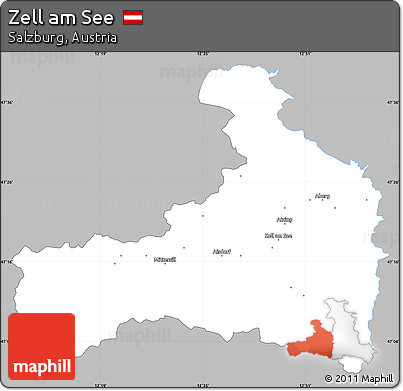 Gray Simple Map of Zell Am See, single color outside