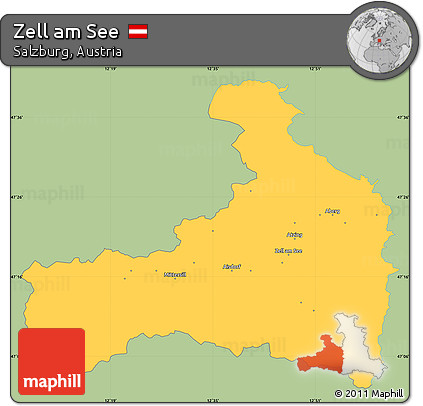 Savanna Style Simple Map of Zell Am See, single color outside