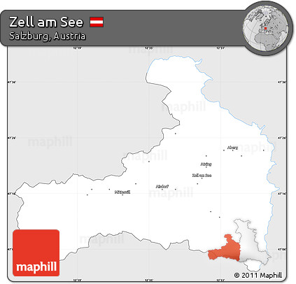 Silver Style Simple Map of Zell Am See, single color outside