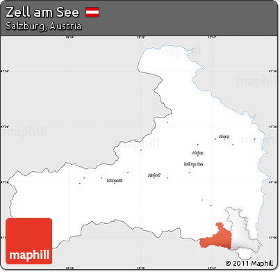 Silver Style Simple Map of Zell Am See, single color outside