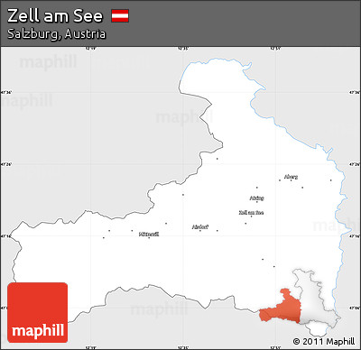 Silver Style Simple Map of Zell Am See, single color outside