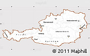 Classic Style Simple Map of Austria, cropped outside