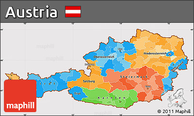 Political Simple Map of Austria, cropped outside