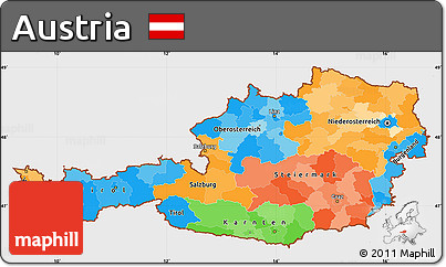 Political Simple Map of Austria, single color outside