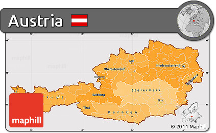Political Shades Simple Map of Austria, cropped outside