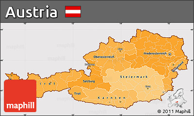 Political Shades Simple Map of Austria, cropped outside