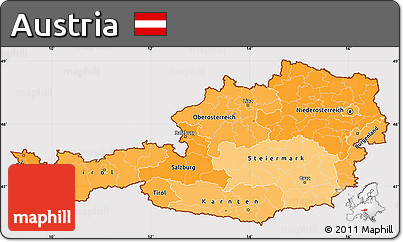 Political Shades Simple Map of Austria, cropped outside