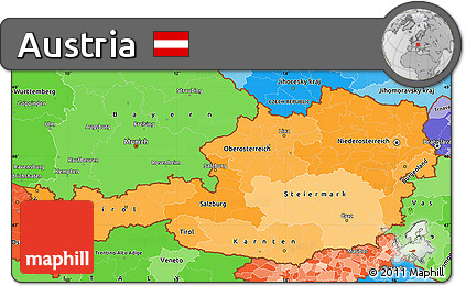 Political Shades Simple Map of Austria