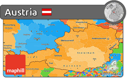 Political Shades Simple Map of Austria, political outside