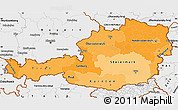Political Shades Simple Map of Austria, single color outside, borders and labels