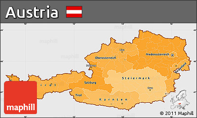 Political Shades Simple Map of Austria, single color outside