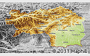 Physical 3D Map of Steiermark, desaturated