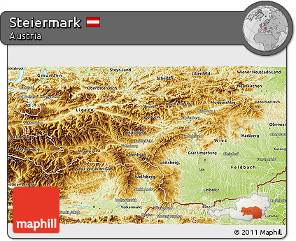 Physical 3D Map of Steiermark