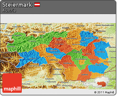 Political 3D Map of Steiermark, physical outside