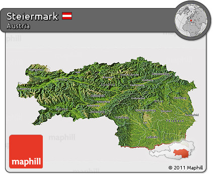 Satellite 3D Map of Steiermark, cropped outside