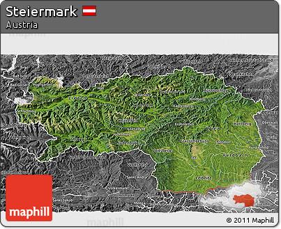 Satellite 3D Map of Steiermark, desaturated