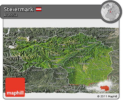 Satellite 3D Map of Steiermark, semi-desaturated