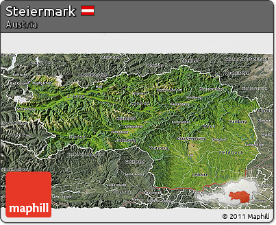 Satellite 3D Map of Steiermark, semi-desaturated