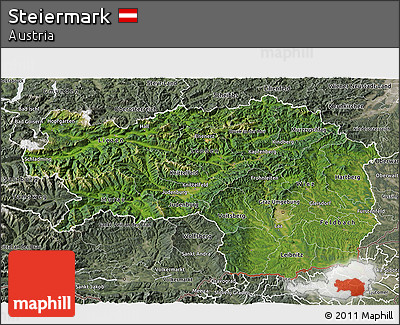 Satellite 3D Map of Steiermark, semi-desaturated