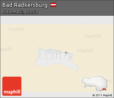 Classic Style 3D Map of Bad Radkersburg, single color outside