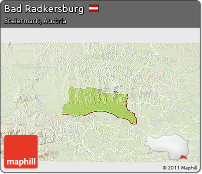 Physical 3D Map of Bad Radkersburg, lighten