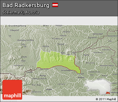 Physical 3D Map of Bad Radkersburg, semi-desaturated