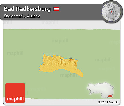 Savanna Style 3D Map of Bad Radkersburg, single color outside