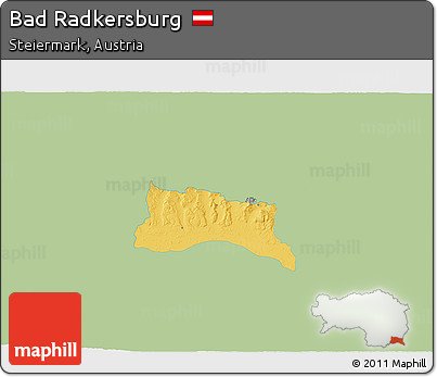 Savanna Style 3D Map of Bad Radkersburg, single color outside