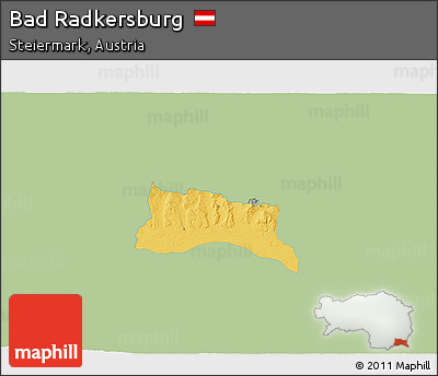 Savanna Style 3D Map of Bad Radkersburg, single color outside