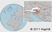 Gray Location Map of Bad Radkersburg, highlighted country, highlighted parent region, hill shading