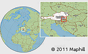 Savanna Style Location Map of Bad Radkersburg, highlighted country, highlighted parent region