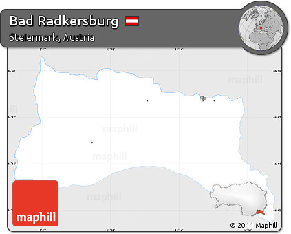Silver Style Simple Map of Bad Radkersburg, single color outside