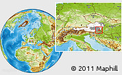 Physical Location Map of Feldbach, highlighted country, highlighted parent region, within the entire country