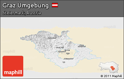 Classic Style Panoramic Map of Graz Umgebung, single color outside