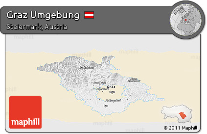 Classic Style Panoramic Map of Graz Umgebung, single color outside