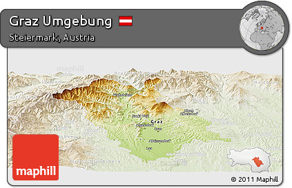 Physical Panoramic Map of Graz Umgebung, lighten