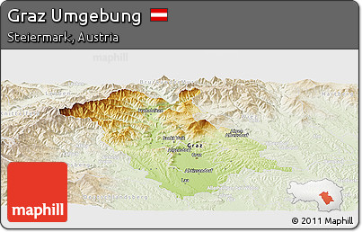 Physical Panoramic Map of Graz Umgebung, lighten