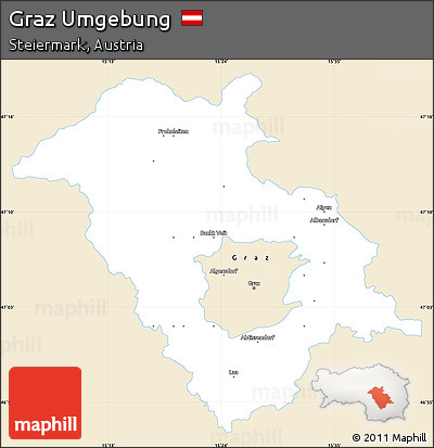 Classic Style Simple Map of Graz Umgebung, single color outside