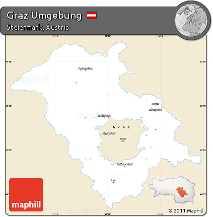 Classic Style Simple Map of Graz Umgebung, single color outside