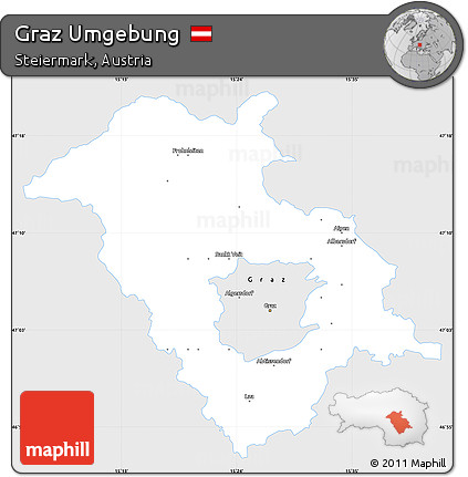 Silver Style Simple Map of Graz Umgebung, single color outside