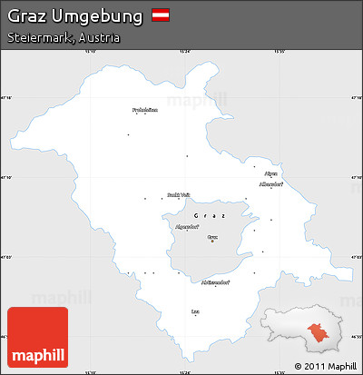 Silver Style Simple Map of Graz Umgebung, single color outside