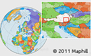 Political Location Map of Graz, highlighted country