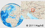 Shaded Relief Location Map of Graz