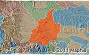 Political 3D Map of Leibnitz, semi-desaturated