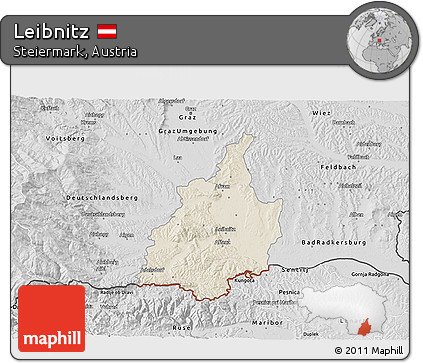 Shaded Relief 3D Map of Leibnitz, desaturated