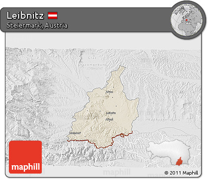 Shaded Relief 3D Map of Leibnitz, lighten, desaturated